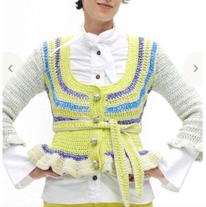 Ganni Multicolor Crochet‎ Knit Cardigan
